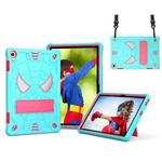 For Lenovo Tab M10 3rd Gen Spider Texture Silicone Hybrid PC Tablet Case with Shoulder Strap(Mint Green + Rose Red)