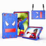 For Lenovo Tab M10 Plus 10.6 3rd Gen 2022 Spider Texture Silicone Hybrid PC Tablet Case with Shoulder Strap(Blue + Red)