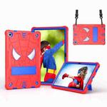 For Lenovo Tab M10 Plus 10.6 3rd Gen 2022 Spider Texture Silicone Hybrid PC Tablet Case with Shoulder Strap(Red + Blue)