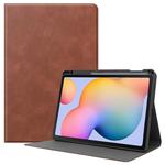 For Samsung Galaxy Tab S6 Lite P610 / P615 Cowhide Texture TPU Tablet Horizontal Flip Leather Case with Holder & Sleep / Wake-Up Function & Pen Slot(Brown)