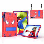 For Samsung Galaxy Tab S7 / S8 Spider Texture Silicone Hybrid PC Tablet Case with Shoulder Strap(Red + Blue)