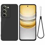 For Realme P3x Pure Color Liquid Silicone Shockproof Phone Case(Black)
