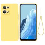 For OPPO Reno8 4G Pure Color Liquid Silicone Shockproof Phone Case(Yellow)