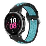 20mm Universal Sports Two Colors Silicone Replacement Strap Watchband(Black Teal)