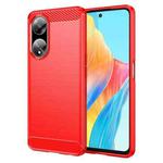 For OPPO A1 5G Brushed Texture Carbon Fiber TPU Phone Case(Red)