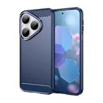 For Huawei Pura 80 5G Brushed Texture Carbon Fiber TPU Phone Case(Blue)