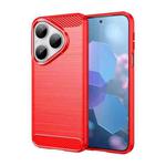 For Huawei Pura 80 5G Brushed Texture Carbon Fiber TPU Phone Case(Red)