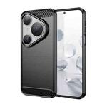 For Huawei Pura 80 Ultra 5G Brushed Texture Carbon Fiber TPU Phone Case(Black)