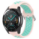 22mm Universal Sports Two Colors Silicone Replacement Strap Watchband(Light Pink Teal)