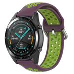 22mm Universal Sports Two Colors Silicone Replacement Strap Watchband(Purple Lime)