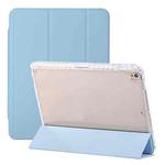 For iPad 10.2 2021 / 2020 / 10.5 3-Fold Lock Buckle Leather Smart Tablet Case(Sky Blue)