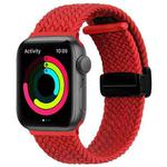 Magnetic Fold Clasp Woven Watch Band For Apple Watch 8 45mm(Red)