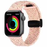 Magnetic Fold Clasp Woven Watch Band For Apple Watch 8 45mm(Starlight Pink)