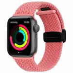 Magnetic Fold Clasp Woven Watch Band For Apple Watch 6 44mm(Pink)