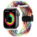 Magnetic Fold Clasp Woven Watch Band For Apple Watch 4 40mm(Rainbow Color)