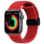 Magnetic Fold Clasp Woven Watch Band For Apple Watch 3 42mm(Red)
