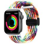 Magnetic Fold Clasp Woven Watch Band For Apple Watch Ultra 2 49mm(Rainbow Color)