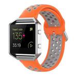 For Fitbit Versa 2 / Versa / Versa Lite / Blaze 23mm Sports Two Colors Silicone Replacement Strap Watchband(Orange Grey)