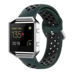 For Fitbit Versa 2 / Versa / Versa Lite / Blaze 23mm Sports Two Colors Silicone Replacement Strap Watchband(Olive Green Black)