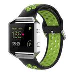 For Fitbit Versa 2 / Versa / Versa Lite / Blaze 23mm Sports Two Colors Silicone Replacement Strap Watchband(Black Lime)