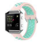 For Fitbit Versa 2 / Versa / Versa Lite / Blaze 23mm Sports Two Colors Silicone Replacement Strap Watchband(Light Pink Teal)