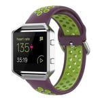 For Fitbit Versa 2 / Versa / Versa Lite / Blaze 23mm Sports Two Colors Silicone Replacement Strap Watchband(Purple Lime)