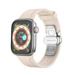 Metal Butterfly Buckle Silicone Watch Band For Apple Watch 8 45mm(Starlight Color)