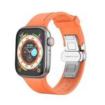 Metal Butterfly Buckle Silicone Watch Band For Apple Watch SE 44mm(Orange)