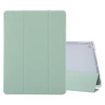 For iPad 10.2 2021 / 2020 / 2019 3-folding Electric Pressed Skin Texture Horizontal Flip Shockproof Transparent TPU + PU Leather Case with Holder & Pen Slot & Sleep / Wake-up Function(Matcha Green)