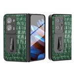 For OPPO Find N2  Integrated Crocodile Texture Genuine Leather Phone Case(Green)