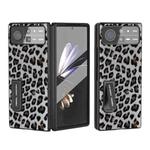 For Xiaomi Mix Fold 2 Integrated Black Edge Leopard Phone Case with Holder(Silver)