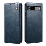 For Google Pixel 8A Oil Wax Crazy Horse Texture Leather Phone Case(Blue)