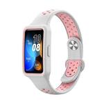 For Huawei Band 8 Integrated Two Color Silicone Watch Band(White Pink)