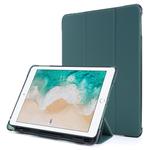 For iPad 9.7 (2018) & (2017) Airbag Horizontal Flip Leather Case with Three-fold Holder & Pen Holder(Dark Green)