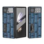 For Xiaomi Mix Fold 2 ABEEL Integrated Genuine Leather Mahjong Texture Series Phone Case with Holder(Blue)