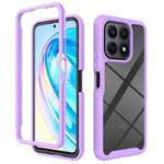 For Honor X8a Starry Sky Solid Color Shockproof TPU Clear PC Phone Case(Purple)