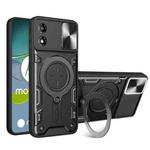 For Motorola Moto E13 CD Texture Sliding Camshield Magnetic Holder Phone Case(Black)