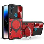 For Motorola Moto G71 5G CD Texture Sliding Camshield Magnetic Holder Phone Case(Red)