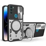 For Motorola Moto G71 5G CD Texture Sliding Camshield Magnetic Holder Phone Case(Silver)