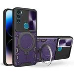 For Motorola Moto G71 5G CD Texture Sliding Camshield Magnetic Holder Phone Case(Purple)