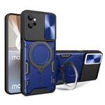 For Motorola Moto G32 CD Texture Sliding Camshield Magnetic Holder Phone Case(Blue)