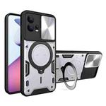 For Motorola Edge 30 Fusion CD Texture Sliding Camshield Magnetic Holder Phone Case(Silver)