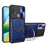 For Motorola Moto E20 / E30 / E40 CD Texture Sliding Camshield Magnetic Holder Phone Case(Blue)
