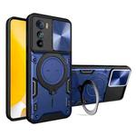 For Motorola Edge 30 CD Texture Sliding Camshield Magnetic Holder Phone Case(Blue)