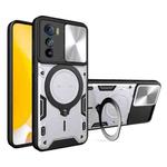 For Motorola Edge 30 CD Texture Sliding Camshield Magnetic Holder Phone Case(Silver)