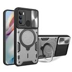 For Motorola Moto G60 CD Texture Sliding Camshield Magnetic Holder Phone Case(Silver)