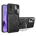 For Motorola Edge 30 Neo CD Texture Sliding Camshield Magnetic Holder Phone Case(Black)