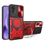 For Motorola Edge 30 Neo CD Texture Sliding Camshield Magnetic Holder Phone Case(Red)