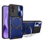 For Motorola Edge 30 Neo CD Texture Sliding Camshield Magnetic Holder Phone Case(Blue)