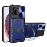 For Motorola Edge 30 Ultra CD Texture Sliding Camshield Magnetic Holder Phone Case(Blue)